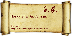 Hordós György névjegykártya