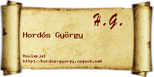 Hordós György névjegykártya